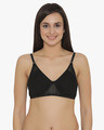 Shop Non Padded Non Wired Full Coverage Bra In Black   Cotton Rich-Front
