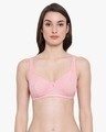 Shop Non Padded Non Wired Full Coverage Bra In Light Pink   Cotton-Front