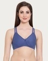 Shop Non Padded Non Wired Full Coverage Multiway T-Shirt Bra In Blue Cotton Rich-Front