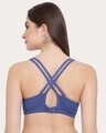 Shop Non Padded Non Wired Full Coverage Multiway T-Shirt Bra In Blue Cotton Rich-Design