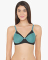 Shop Non Padded Non Wired Full Coverage T-Shirt Bra In Green Cotton Rich-Front