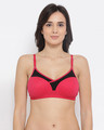 Shop Non Padded Non Wired Full Coverage T-Shirt Bra In Pink Cotton Rich-Front