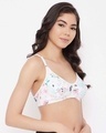 Shop Non Padded Non Wired Full Cup Printed Bra In White   Cotton-Full