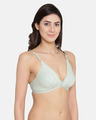 Shop Non Padded Non Wired Striped Bra In Light Green   Cotton Rich-Full