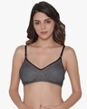 Shop Non Padded Wirefree Denim Look T-Shirt Bra In Black-Front