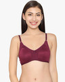 Shop Non Wired Full Coverage Spacer Cup T-Shirt Bra In Purple Cotton Rich-Front