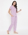 Shop Owl Print Button Me Up Shirt & Pyjama Set In Lilac-Design