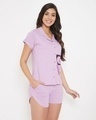 Shop Owl Print Button Me Up Shirts & Shorts In Lilac-Design