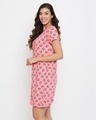 Shop Owl Print Short Night Dress In Peach Pink-Design