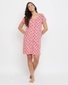 Shop Owl Print Short Night Dress In Peach Pink