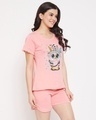 Shop Owl Print Top & Shorts Set In Baby Pink   Cotton Rich-Design