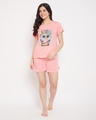 Shop Owl Print Top & Shorts Set In Baby Pink   Cotton Rich
