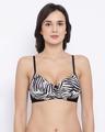 Shop Padded Non Wired Full Coverage Animal Print T-shirt Bra-Front
