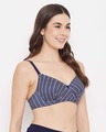 Shop Padded Non Wired Full Cup Chevron Print Multiway T-shirt Bra In Navy-Full