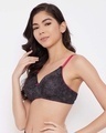 Shop Padded Non Wired Full Cup Floral Print Multiway T Shirt Bra In Black-Design