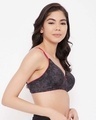 Shop Padded Non Wired Full Cup Floral Print Multiway T Shirt Bra In Black-Full
