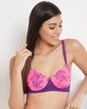 Shop Padded Non Wired Full Cup Floral Print Multiway T Shirt Bra In Pink-Front