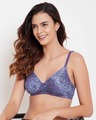 Shop Padded Non Wired Full Cup Floral Print Multiway T Shirt Bra In Purple-Front