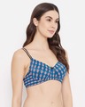 Shop Padded Non Wired Full Cup Geometric Print T-shirt Bra In Blue-Full