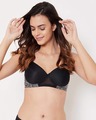 Shop Padded Non Wired Full Cup Multiway T-shirt Bra In Black-Front