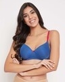 Shop Padded Non Wired Full Cup Multiway T-Shirt Bra In Electric Blue-Front