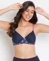 Shop Padded Non Wired Full Cup Multiway T Shirt Bra In Navy   Cotton-Front