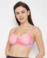 Shop Padded Non Wired Full Cup Multiway T-Shirt Bra In Pink-Front