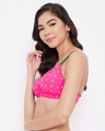 Shop Padded Non Wired Full Cup Polka Print Multiway T-shirt Bra In Magenta-Design