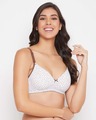 Shop Padded Non Wired Full Cup Polka Print T-shirt Multiway Bra In White-Full