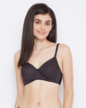 Shop Padded Non Wired Full Cup Printed Multiway T-shirt Bra In Black-Front