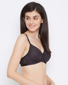Shop Padded Non Wired Full Cup Printed Multiway T-shirt Bra In Black-Full
