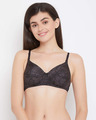 Shop Padded Non Wired Full Cup Printed Multiway T-shirt Bra In Charcoal Grey-Front