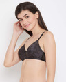 Shop Padded Non Wired Full Cup Printed Multiway T-shirt Bra In Charcoal Grey-Design