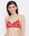 Shop Padded Non Wired Full Cup Printed Multiway T Shirt Bra In Red-Front