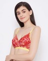 Shop Padded Non Wired Full Cup Printed Multiway T Shirt Bra In Red-Design