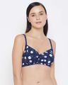 Shop Padded Non Wired Full Cup Printed T-shirt Bra In Blue-Front
