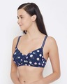 Shop Padded Non Wired Full Cup Printed T-shirt Bra In Blue-Design