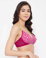 Shop Padded Non Wired Full Cup Printed T-shirt Bra In Dark Pink-Full