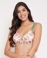 Shop Padded Non Wired Full Cup Printed T-Shirt Bra In Light Yellow-Front