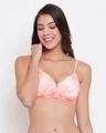 Shop Padded Non Wired Full Cup Printed T-Shirt Bra In Orange-Front