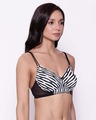 Shop Padded Non Wired Full Cup Striped T-shirt Bra In White