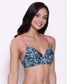 Shop Padded Non Wired Full Cup Tropical Print Multiway T Shirt Bra In Navy