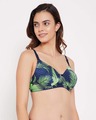 Shop Padded Non Wired Full Cup Tropical Print Multiway T-shirt Bra In Navy-Design