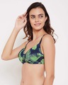 Shop Padded Non Wired Full Cup Tropical Print Multiway T-shirt Bra In Navy-Full