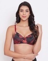 Shop Padded Non Wired Leaf Print Multiway T Shirt Bra In Black-Front