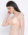 Shop Padded Non Wired Polka Print Full Cup T Shirt Bra In Orange-Front