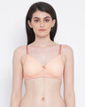 Shop Padded Non Wired Polka Print Full Cup T Shirt Bra In Orange-Design