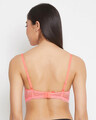 Shop Padded Underwired Full Cup Butterfly Print Bra In Peach Pink   Cotton & Lace-Design