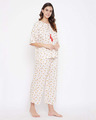 Shop Pizza Print Flared Top & Pyjama Set In White   Cotton Rich-Design