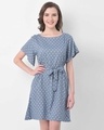 Shop Polka Print Sleep Dress In Grey  Rayon-Front